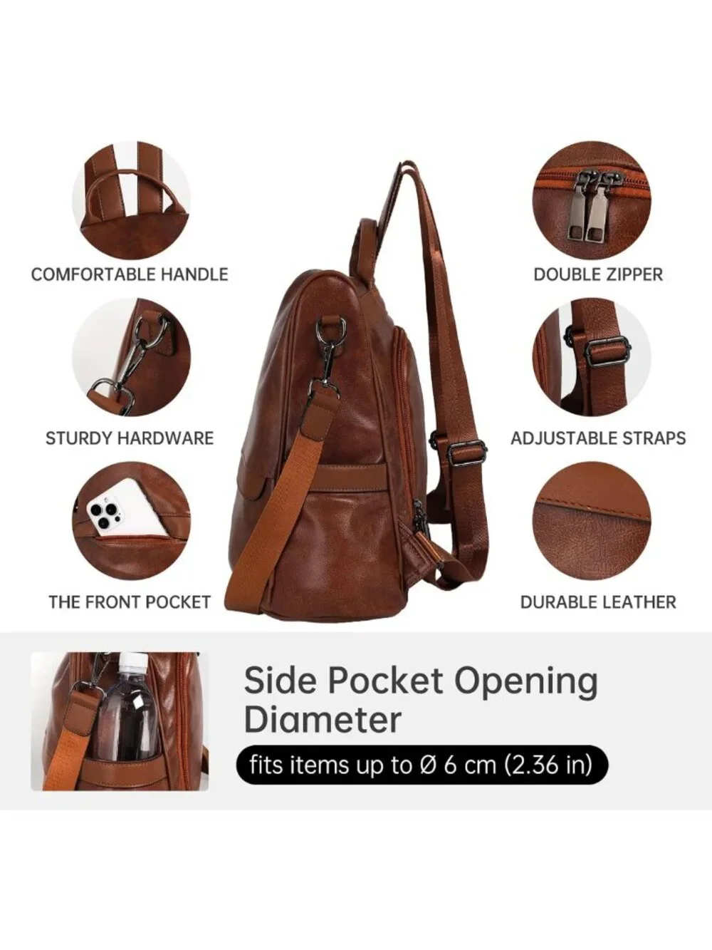 Stylish Anti-Theft PU Leather Women’s Backpack Purse & Casual Shoulder Bag